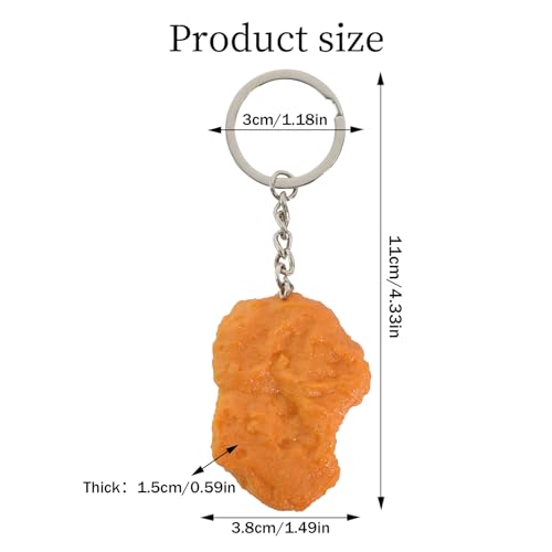 DecorDwell Gebratenes Huhn Schlüsselanhänger, Lustiger Schlüsselanhänger, Simulation Huhn Nugget, Simulation Lebensmittel Schlüsselanhänger, für Taschen, Schlüssel, Deko (Chicken Nugget)