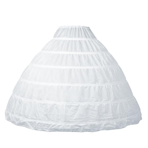 Women Crinoline Petticoat 6 Hoop Skirt for Women Under Dress, Adjustable Petticoat Skirt, Crinoline Underskirt for Wedding Gown, Ball Gown, and Formal Dresses White