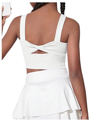 Image of WDIRARA Girl's Twist Back Sports Bras Backless Tank Top Workout Sports Shirts for Gym