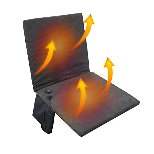 DECKALY Beheizter klappbarer Stadionsitz, extra breit, beheizte Stadion-Sitze, verbesserte 3 Wärmestufen, faltbarer Stuhl für Bankbleicher (grau)