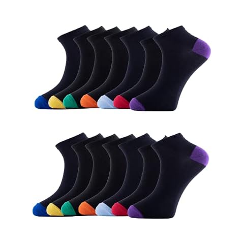 William and Edwards - Men's Ankle Socks Multipack, for Everyday Activity, Soft, Breathable, Odour Free, Durable and Lightweight (Colourful Toe and Heel) (14 Pack) Cover