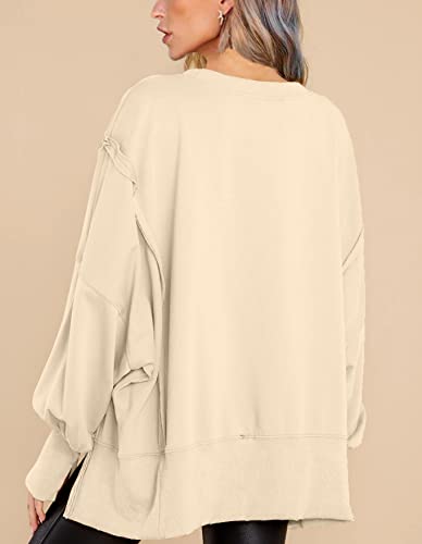 Image of BWQ Womens Oversized Sweatshirt Crewneck Long Sleeve Shirts Pullover Sweatshirts S-2XL