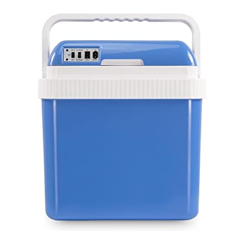 electriQ 24l Portable Hot Cold Electric Cool Box with 12v and Mains Plug Cover