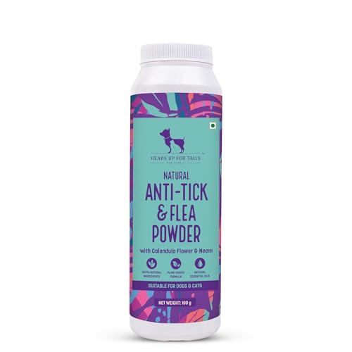 HUFT All Natural Anti Tick & Flea Powder for Dogs & Cats – 100 gm, Herbal Protection Against Ticks, Fleas & Lice | Safe, Gentle & Chemical-Free Formula for Daily Pet Care