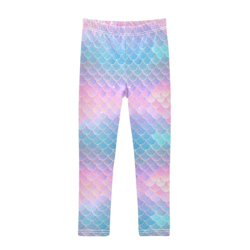 ALAZA Fish Scale Mermaid Funny Girls Leggings Ankle Length Basic Leggings Stretchy Pants for Yoga Dance