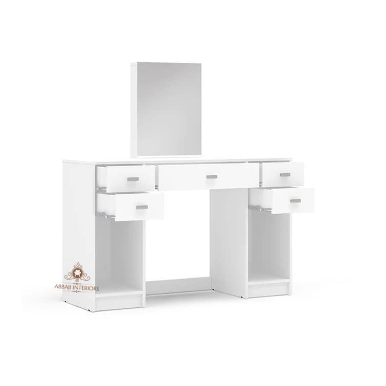 ABBAJI INTERIORS Engineered Wood Dressing Table/Mirror with Drawer, Storage Shelves (White)- Length 48inch,Width 18inch,Height 48inch-image-37