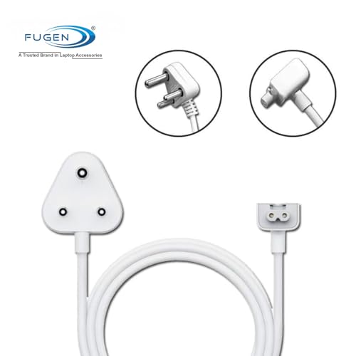 Image of FUGEN Indian Style Cable Big Head 16A (not for 5A) for Laptop Charger Adapter Cable Compatible for Apple mac-Book Pro, Air, Retina, MG1, MG2, MG3, iPhone, Mega-Safe-1,2 and 3 (White)