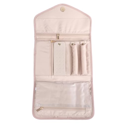 EXQUIMEUBLE 折りたたみ式ジュエリー収納ポーチ 磁留め具付き 携帯用アクセサリーポーチ 小物整理バッグ レディース旅行用 保管ケース プレゼン