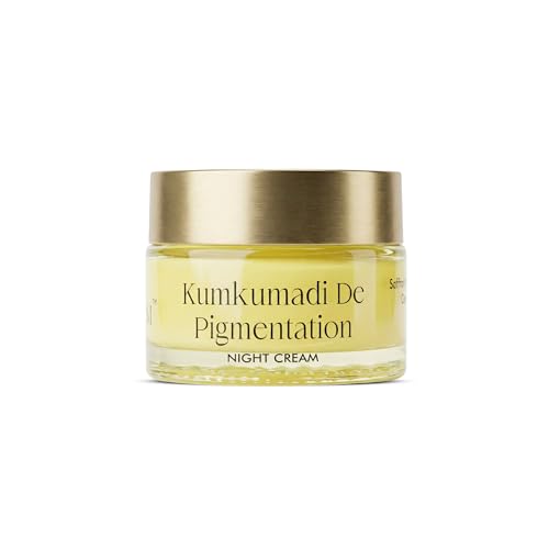 Image of VEDICDERM Kumkumadi De-Pigmentation Night Cream 50g | Goodness of Saffron & Ceramides | Reduces Dark Spots & Melasma | Enhances Brightening & Radiance | Sulfate & Paraben Free (Pack of 1)