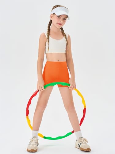 Image of Haloumoning Girls Athletic Shorts Kids High Waisted Yoga Dance Biker Shorts Comfy Gymnastics Shorts 5-14Y