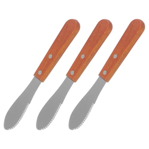 ibasenice Ensemble Prise Confortable Lame en Acier Inoxydable en Bois 3pcs Couteaux à Fromage et Épandeurs de Beurre Cuisine et Voyage