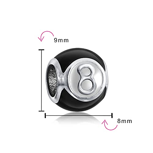 Lucky Pool Payer Magic Number Billiards 8 Ball Charm Bead For Women For Teen .925 Sterling Silver Fits European Bracelet3
