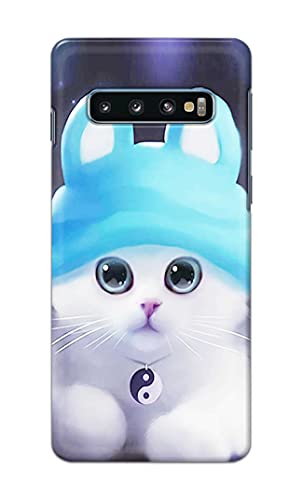 Image of Chinese Cutie Kitten Cat Big Eyes Lovely Girl Ears Hard Back Case Cover for Samsung Galaxy S10 Plus (6.4 inch), SM-G975F / DS, SM-G975U, SM-G975W Back Cover -(J5) VNS2221