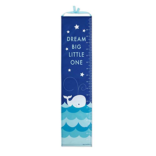 Image of Whale on Ocean Blue Children's Canvas Growth Chart with Stickers
