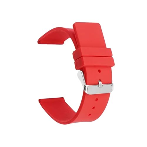 Bracelet montre en silicone rouge de 12mm à 24mm avec boucle argentée