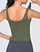 THE GYM PEOPLE Women's Longline Sports Bra Wirefree Padded Workout Yoga Tank Top Olive Green