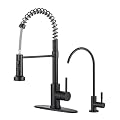 Kitchen Faucet and Water Filter Faucet: ARCORA Stainless Steel Kitchen Sink Faucet with Drinking Water Faucet - Black Single Handle Tap with Pull Down Sprayer for Kitchen Sink Farmhouse Bar