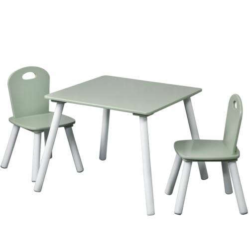 Kesper | Kindertisch mit 2 Stühlen, Weiß/Salbeigrün | 1773313