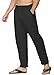 Yutdeng Pantaloni di Lino da Uomo Pantaloni di Cotone con Tasche Pantaloni Estivi Leggeri Slim Fit Pantaloni Larghi Eleganti Casual da Spiaggia,Nero,S
