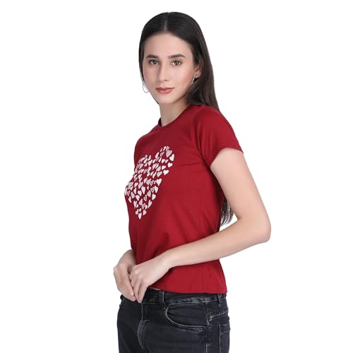 Image of Women's Slim Fit Graphic Printed T-Shirt | Soft 100% Cotton Fabric | Round Neck Half Sleeve Casual Top, Travel & College Pack of 2 Set