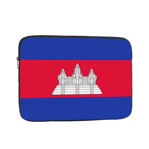 Funda de transporte para laptop y tablet, para cafeterías y entornos de trabajo remotos con la bandera de Camboya