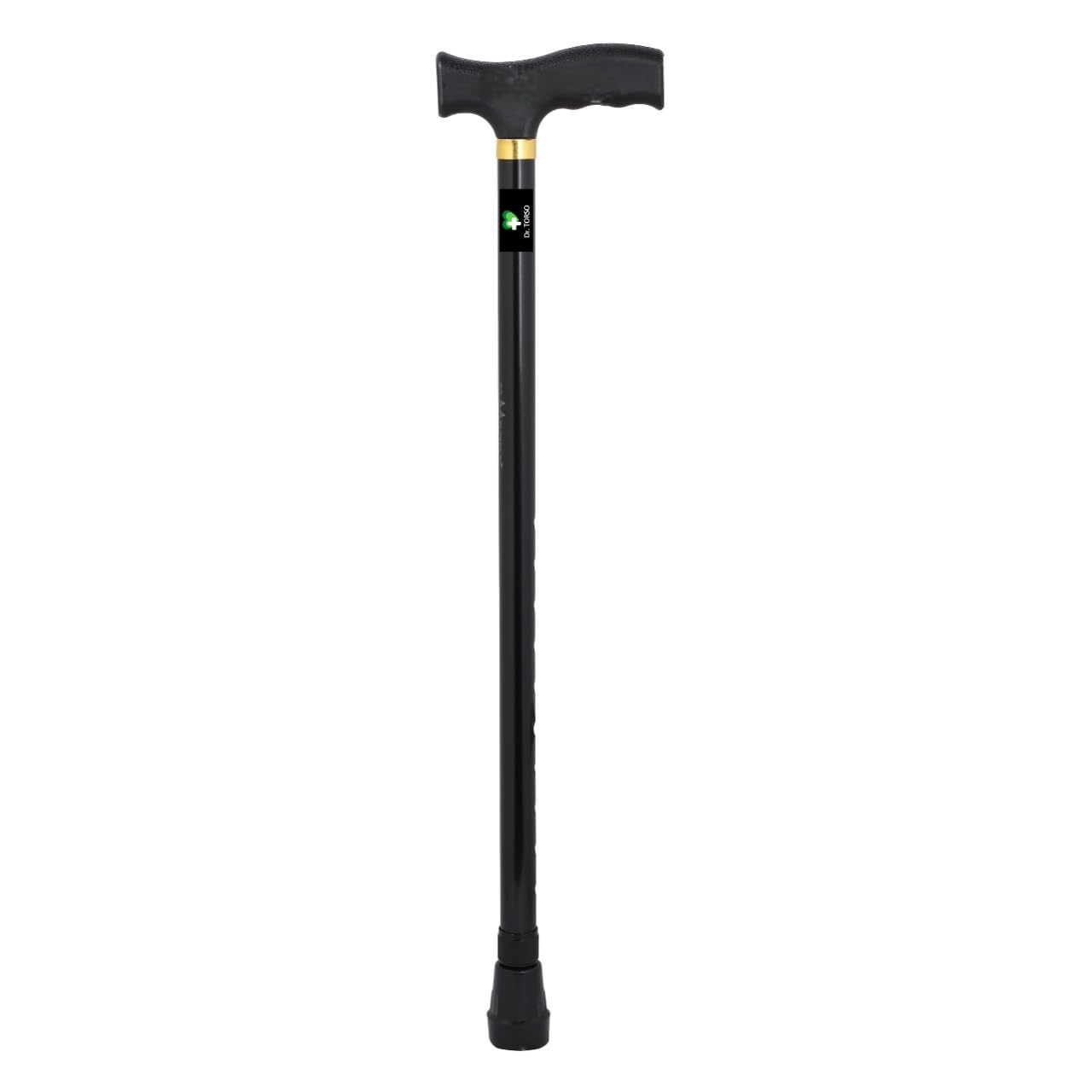 Dr. TORSO Stylish Aluminium Walking Stick with Adjustible Height, Light Weight Body for Men/Women, Patients, Old People (Black)-image-38