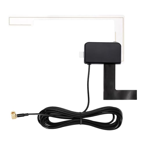 DAB Car Aerial, Car DAB Antenna, Glass Mount Antenna Digital Audio Broadcasting Receiver 3M, SMB Right Angle Connector Compatible with Pioneer Clarion Kenwood Alpine JVC, Enhances Signal Reception