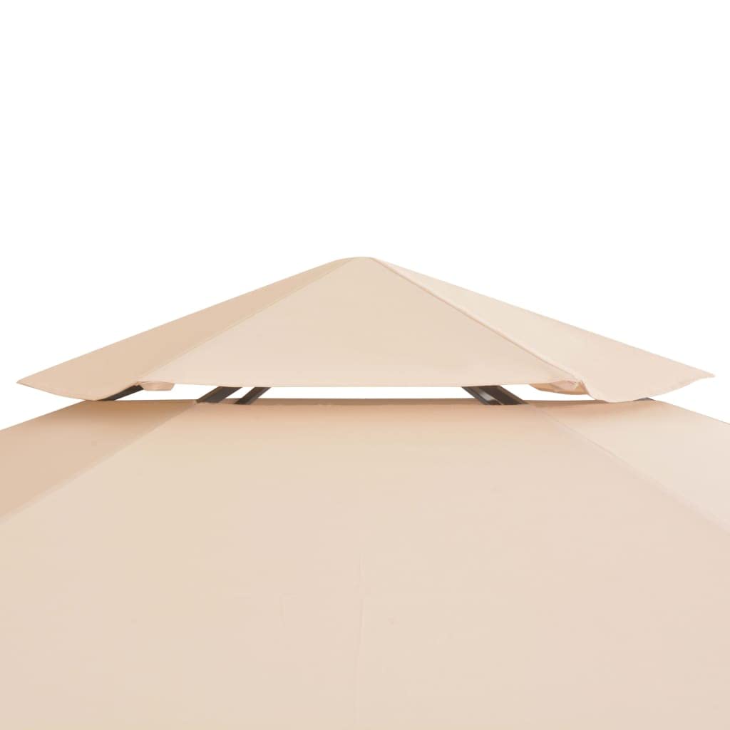 Gazebo da giardino esagonale beige, 323 x 265 cm, tenda esagonale con tetto ventilato a doppia zona, robusto gazebo in acciaio verniciato a polvere, per giardino e terrazza