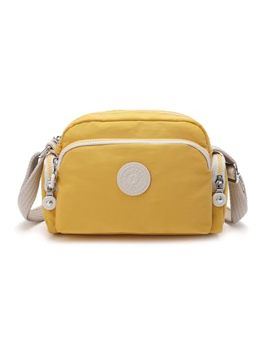 MINDESA 8666 Womens Light-weight Canvas Shoulder Bag Handbag With Smooth Zippers for Casual Everyday Multi-purpose Use (Yellow)