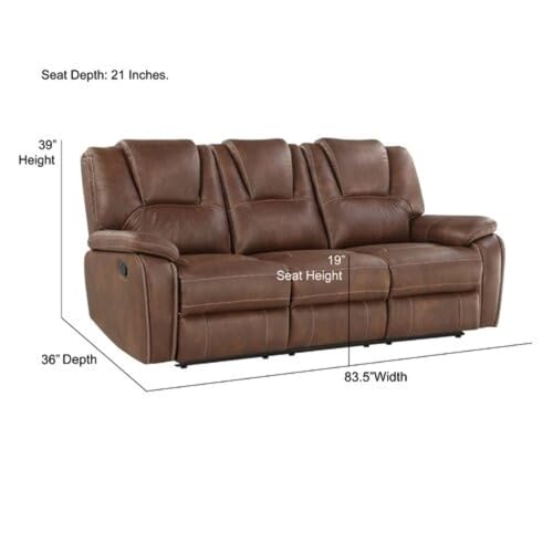 Image of Torque - Alfex 3 Seater Leatherette Manual Recliner | Recliner Sofa /Chair for Living Room, Bedroom, Office | 1 Year Warranty - Brown
