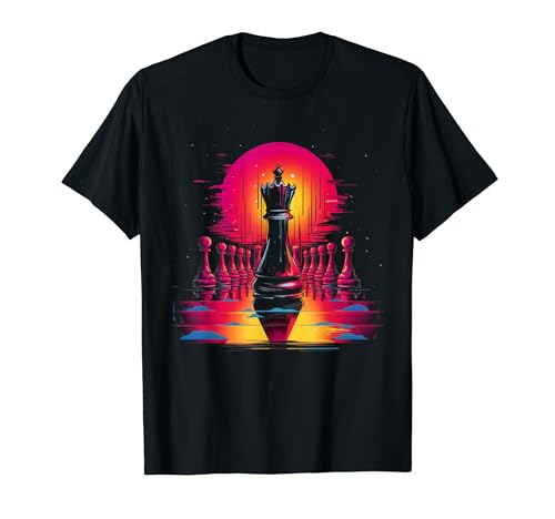 Retro Chess Lover Queen's Neon Gambit T-Shirt