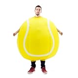 MXoSUM Inflatable Sports Ball Costume for Adults Funny Blow Up Football，Basketball, Tennis Suit Mascot Outfit for Halloween, Cosplay (Tennis Ball)