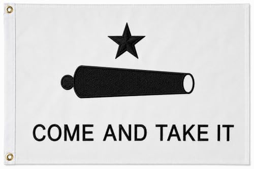 Come and Take It Texas Gonzales Flag 3x5 ft Double-Sided 3x5 Outdoor/Indoor Double-Sided Embroidered UV Resistant 100% 300 Denier Nylon Fabric and Threads