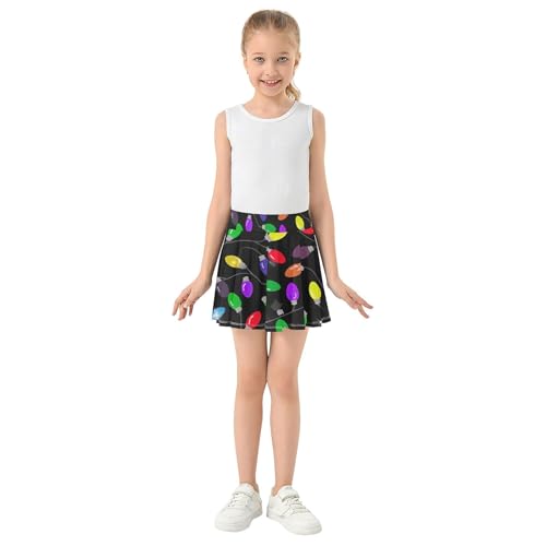 Girls Skorts Athletic Shorts Toddler Tennis Skirts Custom Butterfly Skirt Colorful Christmas Lights Black 3t3