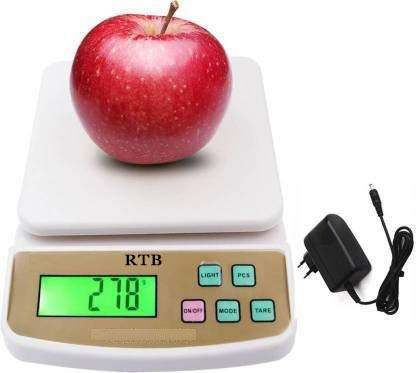 RTB Multipurpose Electronic Digital Kitchen Scale, Weight Machines for Kitchen, Weight Machine,10KG Weight Scale Kitchen, Kitchen Weight Machine, Kitchen Weighing Scale Digital White