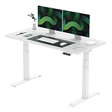 FLEXISPOT E6 Escritorio Elevable Eléctrico Premium con Tablero Entero-Certificado FSC(140X80)Standing Desk Mesa Elevable Ajustable en Altura con 4 Memoria Inteligente para Oficina y Hogar-Blanco Blanc