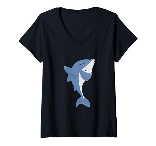 Dabbing Shark Dab Dance Diver, nadador, surfista, divertido Camiseta Cuello V