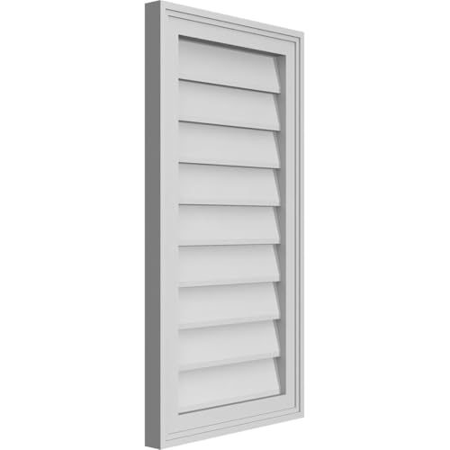 16"W x 30"H Rectangle Surface Mount PVC Gable Vent: Non-Functional, w/ 1-1/2" x 2" Brickmould Frame by Ekena Millwork - Image 2