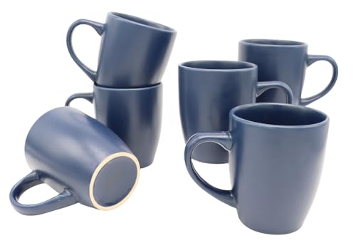 HOMD Coffee Cup Set 6-12oz Large Handle Ceramic Cup for Coffee Soup, Tea, Milk, Latte, hot Cocoa, Ladies