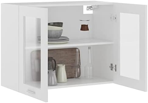 Hanging Glass Cabinet, Assembled Wall-Mounted Cabinet, Wood Wall Cabinet Contemporary Storage Furniture for Kitchen White 80x31x60 cm Chipboard