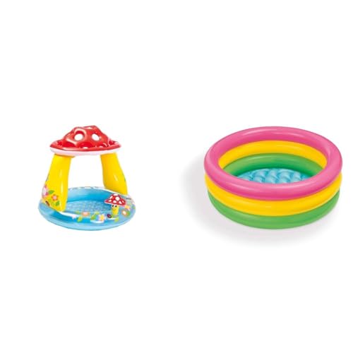 Intex Mushroom Baby Pool Rotonda 57114NP, a partire da 1 anno & Piscina Baby Sunset, Multicolore, 61 x 22 cm