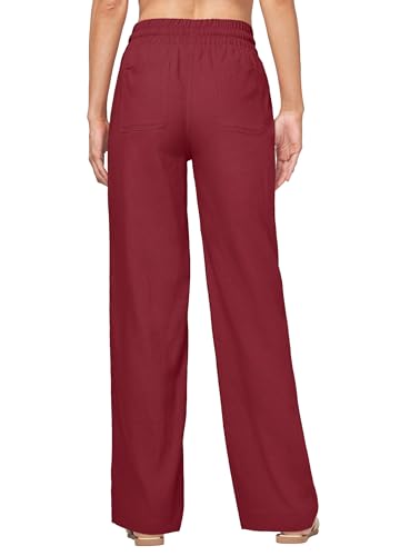 Image of Willit Women Linen Pants Wide Leg Casual Palazzo Pants Cotton Linen Lounge Beach Summer Pants with Pockets 29 inch /31 inch / 33 inch
