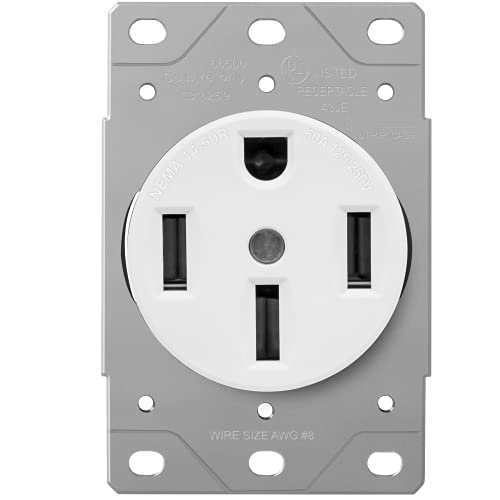 Image of ENERLITES 50A Range Receptacle Outlet, NEMA 14-50R, White