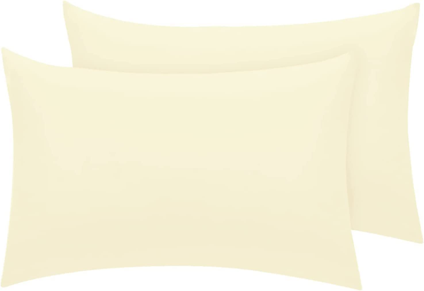 Comfy Nights Cream Pack Of 4 Pollycotton Plain Dyed Easy Iron Housewife Pillow Cases (Cream)