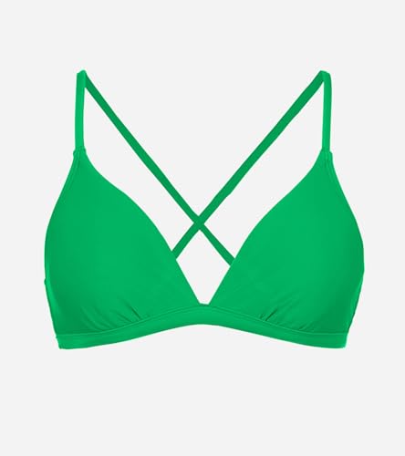 Image of CUPSHE Women's Bikini Top V Neck Triangle Swim Top Crisscross Back Tie | Swim Top Separate, Removable Soft Cups, Adjustable Straps, Customizable Fit, Mix and Match Style, Beach Vacation