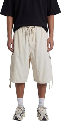 Ponitrack Unisex Parachute Cargo Shorts Vintage Drawstring Side