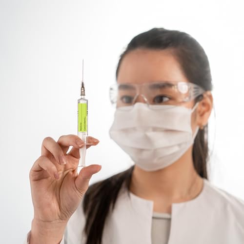 Image of Green Medicine Syringe Labels (Units /mL) - 800 Medication Labels Stickers, 12mm x 40mm, for Hospitals, Pharmacy & Vet