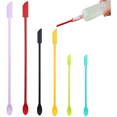 Mini Jar Scraper Set , 6 Pcs Heat Resistant Silicone Spatula with Spoon Multifunction Mini Spatula Lotion Stirrer for Jar , Kitchen Bottles , Cosmetic Cover