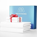 MEISHANG 1000 Thread Count Cotton Sheets King Size - 100% Egyptian Cotton, Sateen Weave, Soft & Breathable, Oeko-Tex Certified, 16' Deep Pockets - 4 Piece (King, White)