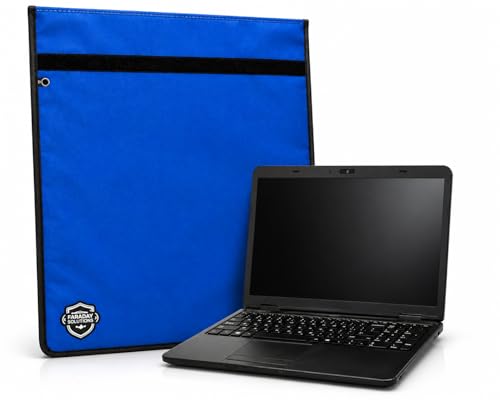 Faraday Laptop Bag 22'x16' – Signal Blocking Case for Laptops, Tablets & Phones – EMF/RF/WiFi/Cell/GPS Shielding – Dual-Layer Protection – Forensic-Grade Device Isolation (Blue)